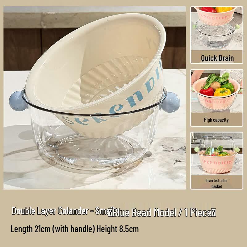 Double-Layer Kitchen Drain Basket with Fruit Plate