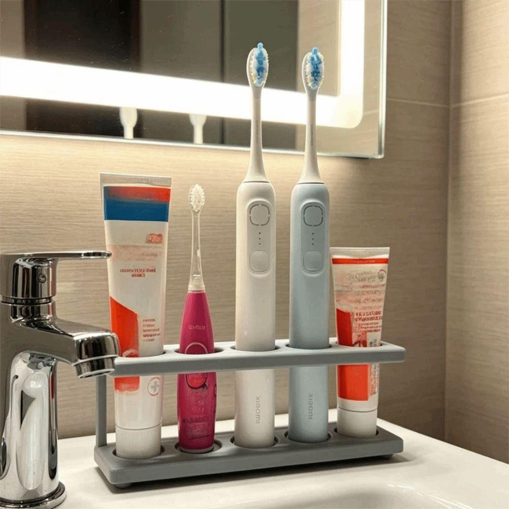 No Drilling Toothbrush Holder Multi-Slot Design Storage Rack Pencil Holder  Bathroom Countertop