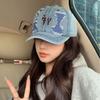 2025 Four Seasons New Denim Short Brim Baseball Cap Shade Sunscreen Hat Peaked Cap Letter Face Small Baseball Cap