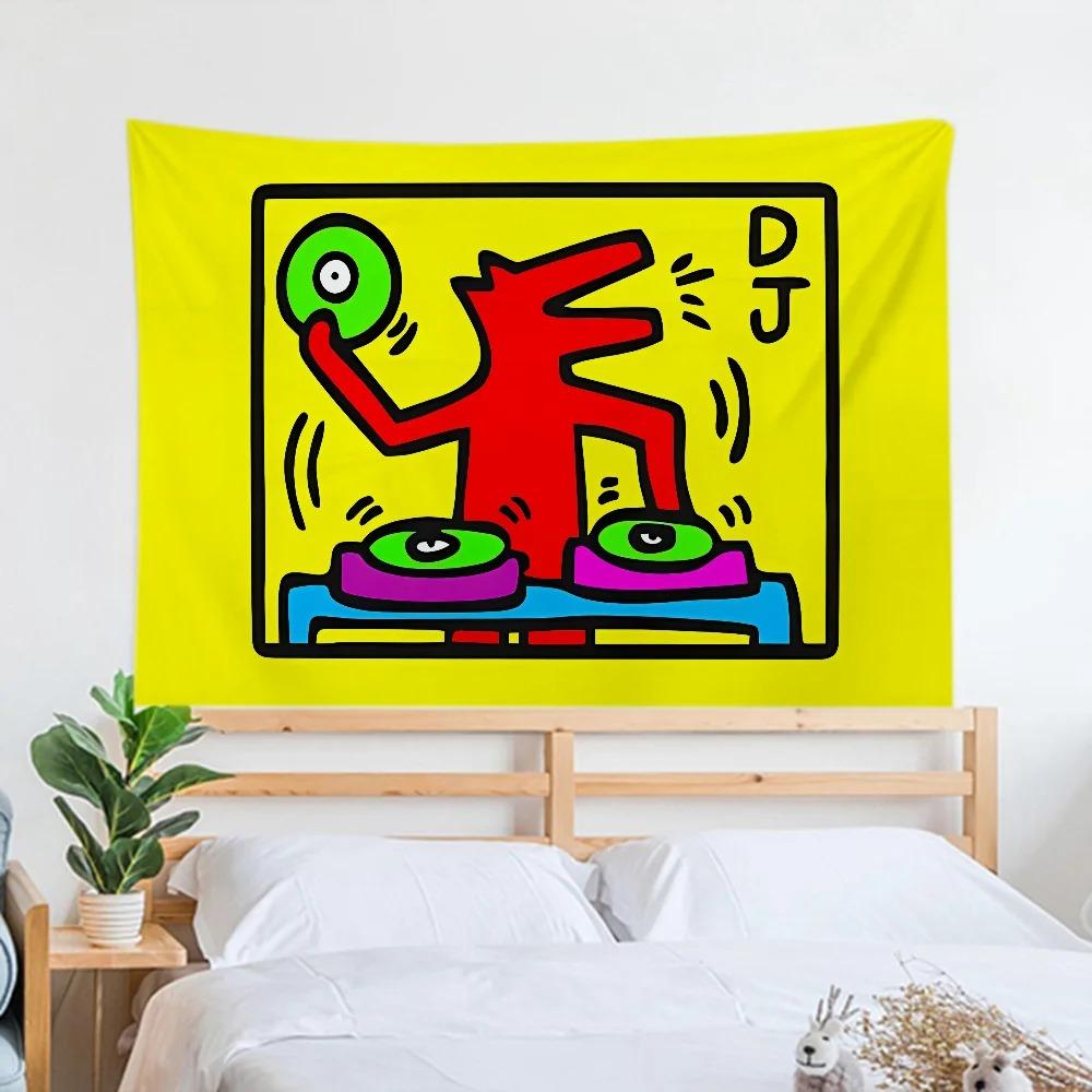 Haring Геометрический Граффити Простой Гобелен Офис Гостиная Украшения Дома Настенный Гобелен