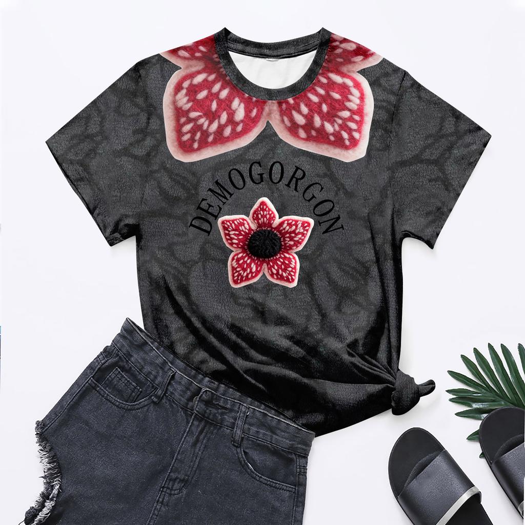 Модные топы с круглым вырезом, рукавами реглан и коротким рукавом, рабочая одежда с принтом, женские летние топы