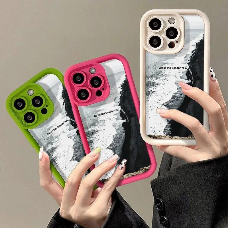 Мягкий чехол для телефона iPhone 15 Pro, чехол для iPhone 11 12 13 14 Pro Max XR XS X 7 8 Plus SE, противоударный силиконовый чехол с морской волной