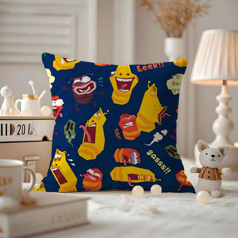 Anime LLarva Funny Cushion Cover Antidustmite Pillowcase Invisible zipper silky short plush Sofa cushion cover