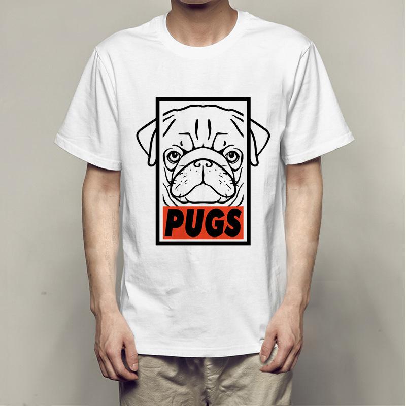 Летние футболки Bago Dog Rock Pug Rock из хлопка с принтом, свободные, с круглым вырезом и коротким рукавом, мужские