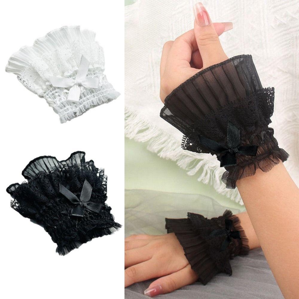 1Pair Costume Accessory Detachable Sleeves Cuffs Solid Color Fake Sleeves Cuffs Daily Accessory