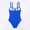 Women One-Piece Swimsuit Deep V-Neck Pleated Solid Color Monokini Quick-Drying Swimwear Beachwear