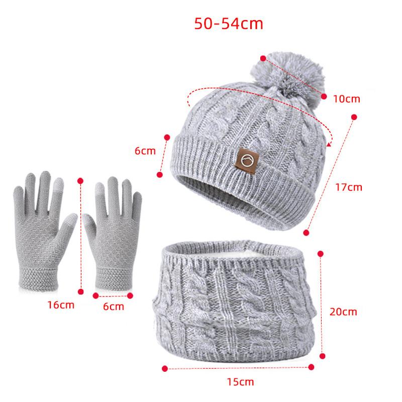 Children's Cap Scarf Gloves Three-Piece Set Coldproof Wool Cap Boys Girls Outdoor Warm Knitted Hat