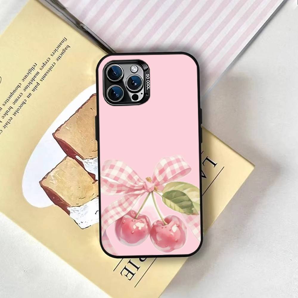 pink bows Phone Case For iPhone 17,16,15,14,13,12,11 Plus,Pro Max,XS,Colored Silver Plated Inside Cover