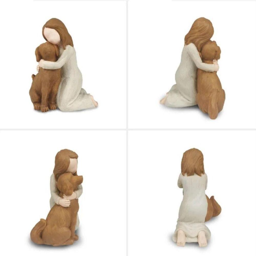 Полимерная фигурка любителя собак, милая миниатюрная скульптура, девушка, держащая статуэтку собаки, автомобиль