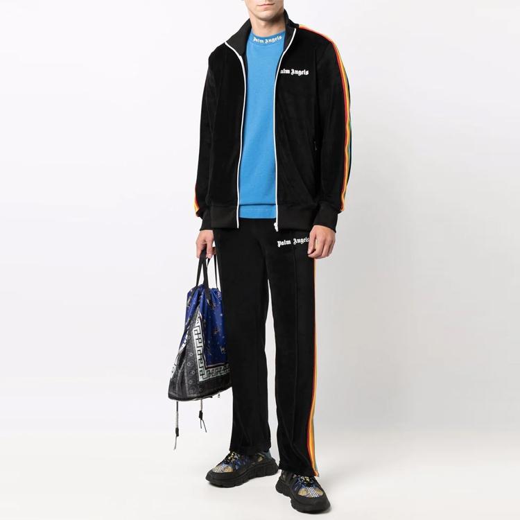 Куртка спортивная Palm Angels PA Rainbow Chenille черная мужская верхняя одежда PMBD001F21FAB0081001