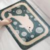 Kawaii Ocean Dolphin Print Doormat, Thick Soft Non-slip Quick Dry Bath Rug, Washable Mat For Bathroom Entryway
