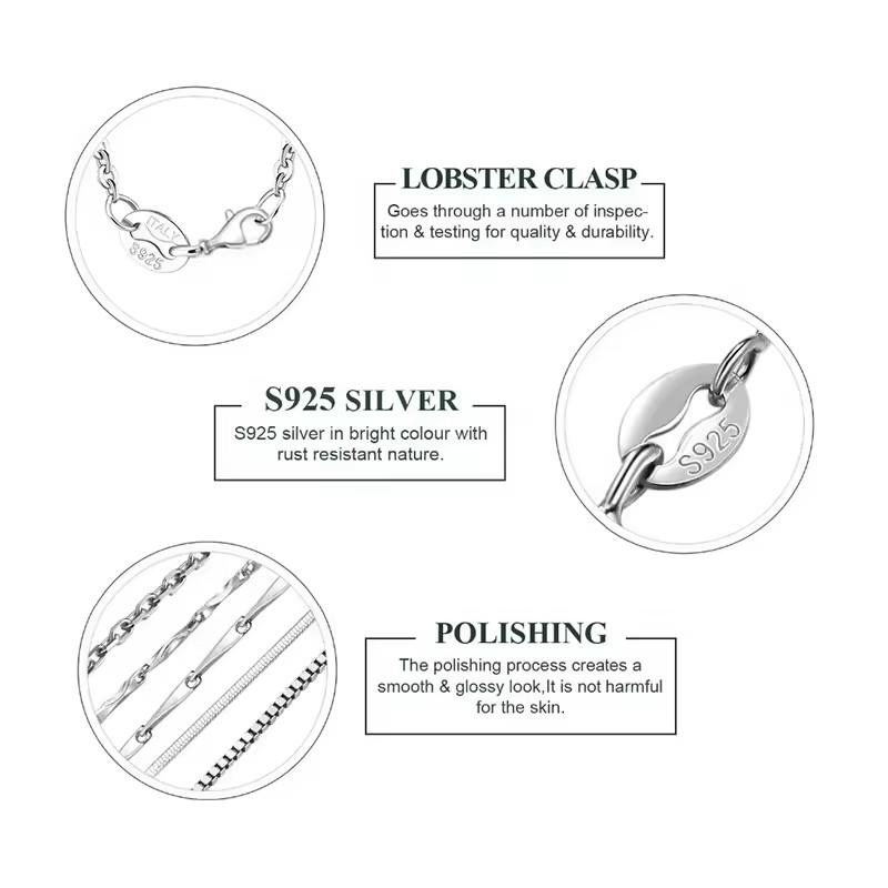 Custom 925 Sterling Silver Italy Link Chain Set Lobster Clasp Adjustable Snake Bone Sweater Chains Necklace Fashion Jewelry