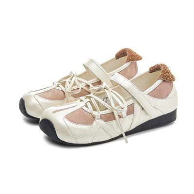 Модная AIYUQI 2025 новая женская плоская обувь мэри джейн, нескользящие балетки на шнуровке для женщин, большой размер, квадратный носок, женская обувь