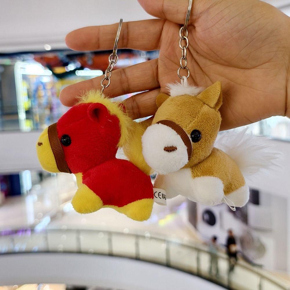Mini Stuffed Animal Keyring Creative Plush Horse Doll Pendant Zodiac Pony Figurine Year of Horse