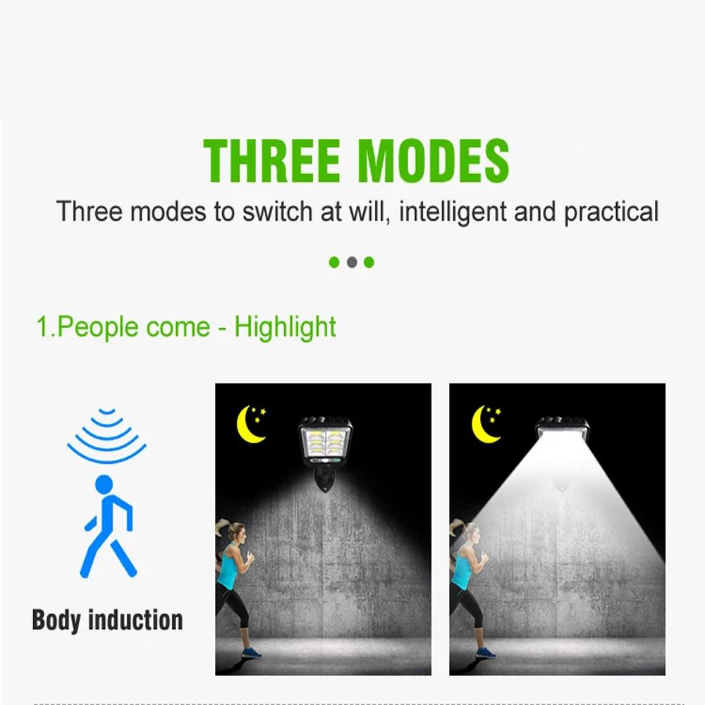 Солнечный уличный светодиодный настенный светильник для двора, 3 режима освещения, дистанционное управление, индукция человеческого тела, садовая терраса, гаражные ворота, уличный фонарь