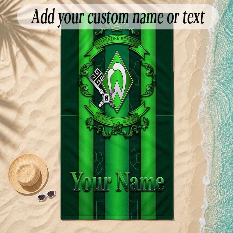 Beach TowelWerder Bremen FC Custom Name Text Personalized Soft Towel for Beach Pool Indoor Home Decor Gift