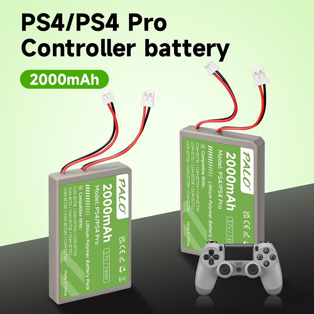 PALO Аккумулятор для контроллера емкостью 2000 мАч, подходит для Sony PS4, PS4 Pro/Slim Gamepad, беспроводной контроллер CUH-ZCT1E CUH-ZCT1U CUH-ZCT2 или CUH-ZCT2U, замена аккумулятора