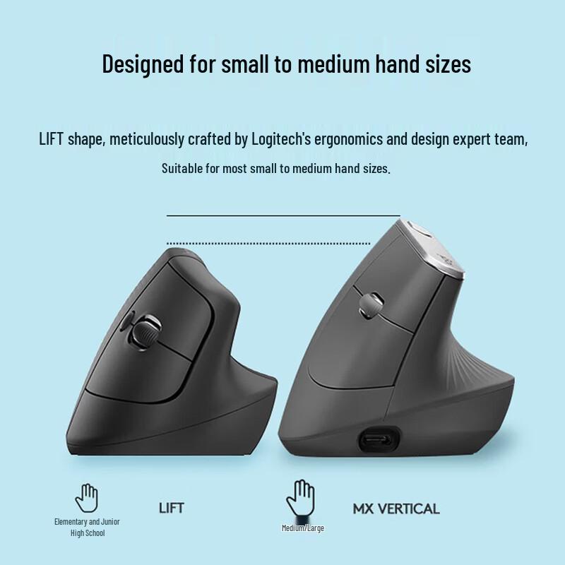 Беспроводная эргономичная мышь Logitech Lift с вертикальным расположением мыши