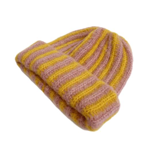 Зимняя вязаная шапка пэчворк цветная в полоску принт мягкая на ощупь дышащая без полей шапка для активного отдыха шапка-пуловер