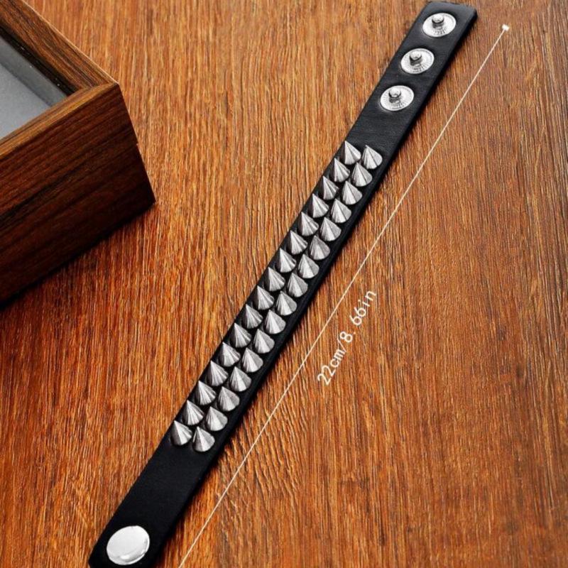 Мужской Панк-Рок Шипованный Заклепками Многослойный Браслет-Браслет из Искусственной Кожи