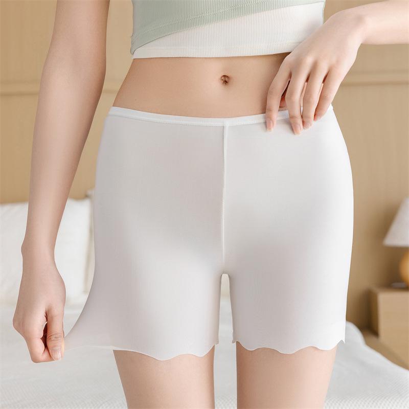 Бесшовные шорты-безопасности женские больших размеров из ледяного шелка с защитой от просвечивания и необрачивающимися краями