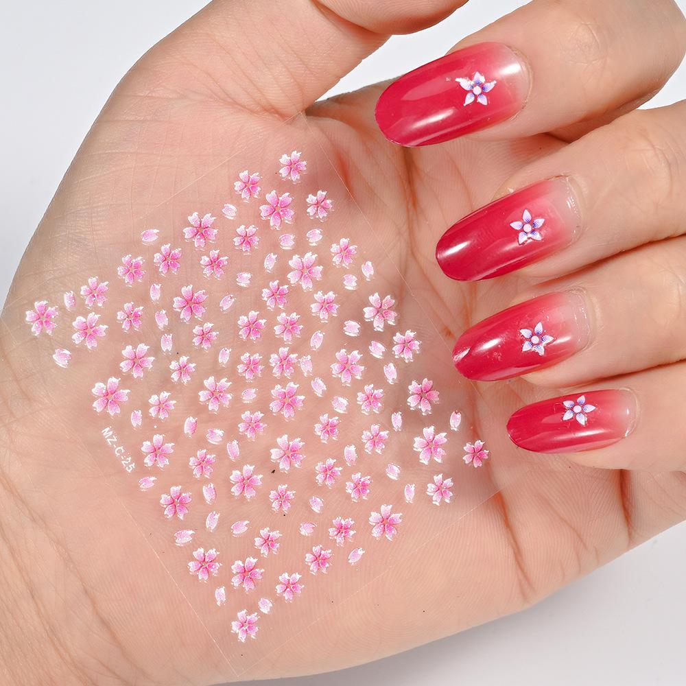 30PCS 3D Nail Stickers Colorful Flowers Daisy Butterfly Star Heart Design Self Adhesive Shiny Nail Art Decorations for Women DIY Manicure