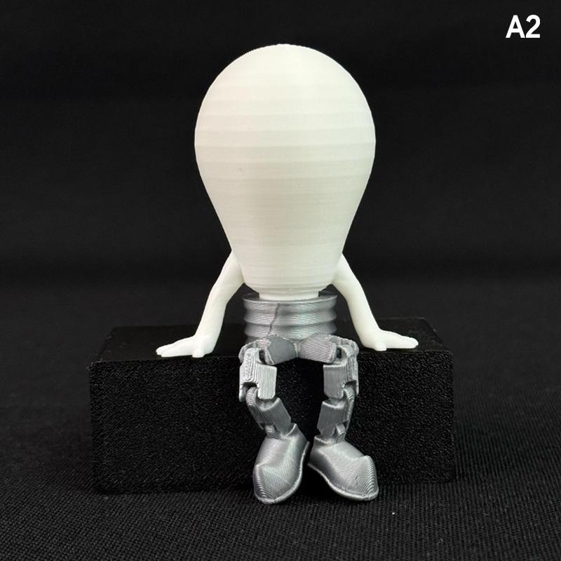 Новая светящаяся фигурка лампочки, напечатанная на 3D-принтере, светящаяся сидящая фигурка-украшение для интерьера автомобиля, украшение для рабочего стола дома и в офисе