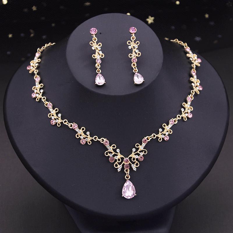 Подвески со стразами и кристаллами, ожерелья, серьги, наборы для женщин, модные украшения, свадебные аксессуары для выпускного костюма