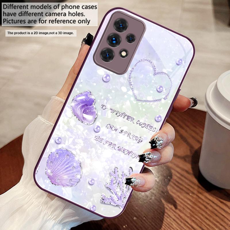 Красивый фиолетовый чехол для Samsung A73 72 71 A70 56 55 54 A53 52 51 50 42 A35 A34 33 32 31 26 25 24 23 22 30 стеклянный чехол для телефона