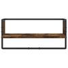 4 piece wall shelf set with rods smoked oak wood based material