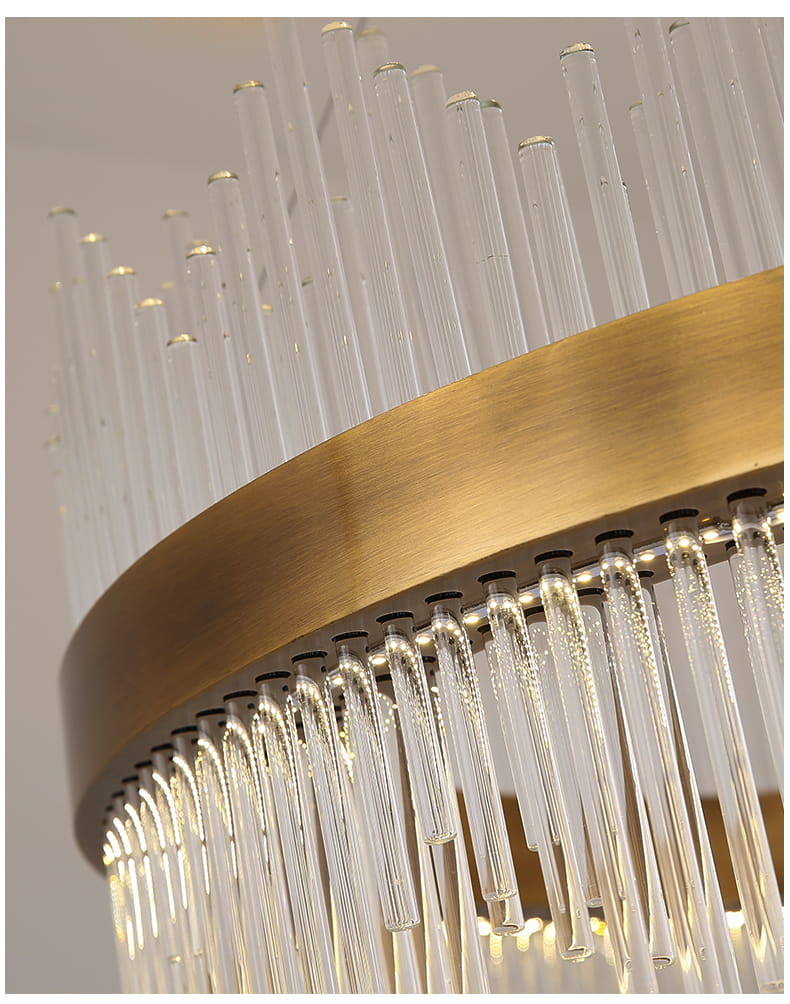 Delhi Crystal Rods - Crystal Ring Chandelier 80cm, LED 55W, Gold Brass