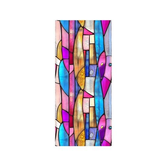 Stained Glass Rainbow Window Privacy Film Decorative Sun Blocking Glass Clings Colorful Static Coverings Decals for Home Glass Door