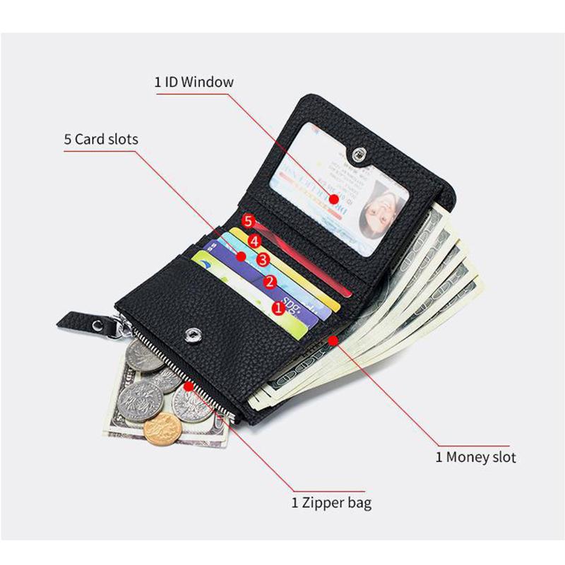 Кошелек из натуральной кожи в японском стиле, тонкий, с RFID-защитой, для женщин - Компактный кошелек для монет на молнии и держатель для карт большой вместимости (Новый дизайн)