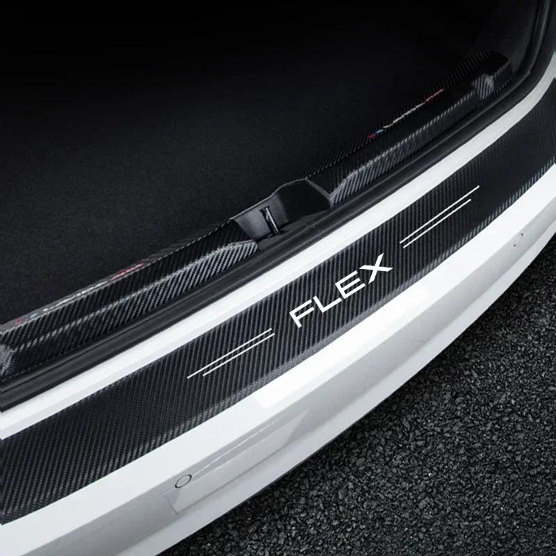 KLYE5 New Carbon Fiber Car Door Sill Sticker Threshold Side Anti Scratch Sticker For Ford FLEX Logo Waterproof Decal Car Accessories