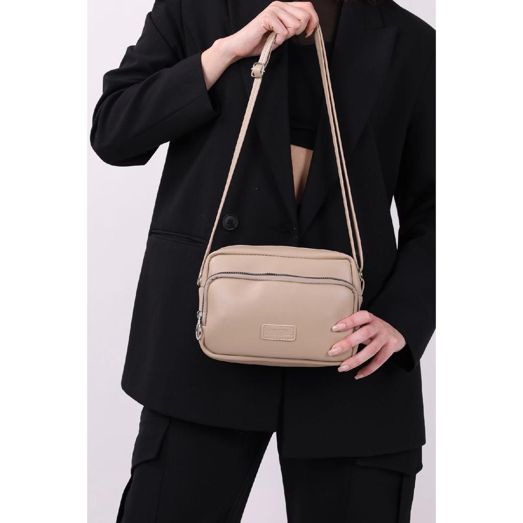 Women's Black 2-compartment Adjustable Strap Shoulder And Crossbody Bag