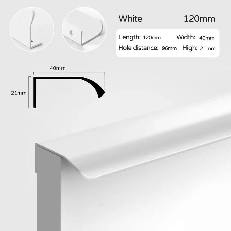 Hidden Furniture Handles Gold Black White Kitchen Cabinet Pulls Punch Free Handles for Cabinets and Drawers Arc Wardrobe Pulls