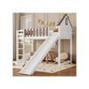 Lit Surélevé - MUVOE - 90x200cm - Blanc + Noyer - Échelle Droite - Toboggan