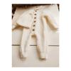 Buttoned Beige Thessaloniki Knitted Knitted Baby Jumpsuit With Hat