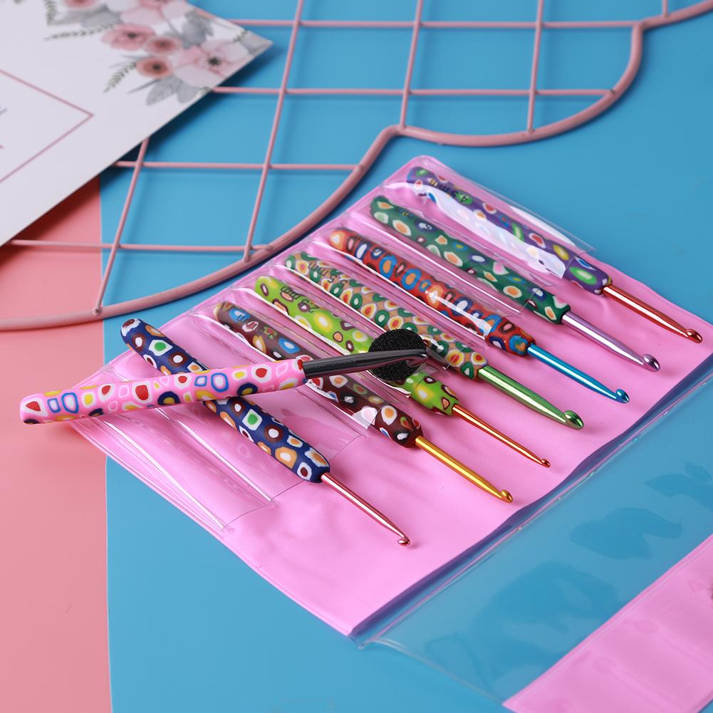 Набор из 9 цветных мягких алюминиевых крючков для вязания, спицы 2-6 мм, крючки для плетения, швейные иглы, инструмент для рукоделия своими руками