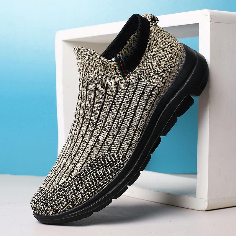 Модные повседневные кроссовки мужские с мягкой подошвой, для хайкинга, эластичные носки с сеткой, дышащие, легкие, на платформе, ленивые беговые кроссовки Tênis Masculino
