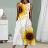Летнее модное сексуальное платье без рукавов, мягкое повседневное платье с принтом 3D-подсолнухов, платье без рукавов на бретельках