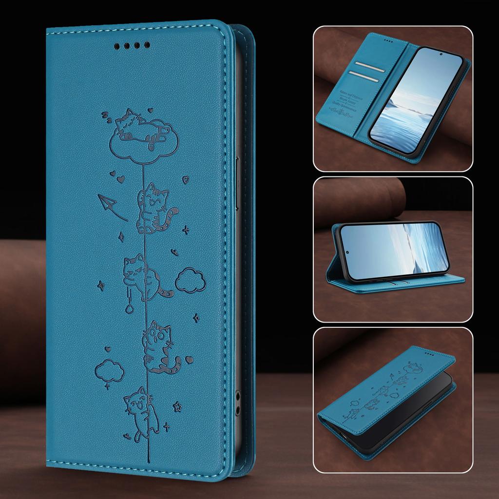 Cute Cat Leather Flip Wallet Case on For Motorola Moto G72 G32 G22 G71 G51 G41 G31 G30 G20 G10 Power RFID Protective Phone Cover