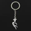Fashion 30mm Key Ring Metal Key Chain Keychain Jewelry Antique Plated Native Kokopelli 38x14mm Pendant