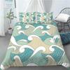 3D Japanese Wave Pattern Duvet Cover Set Fashion Polyester Quilt Cover with Pillowcase for Children Women Home Room Decor Gifts