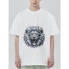 Black T-Shirt with Silver Lion Head Print for Casual Wear
