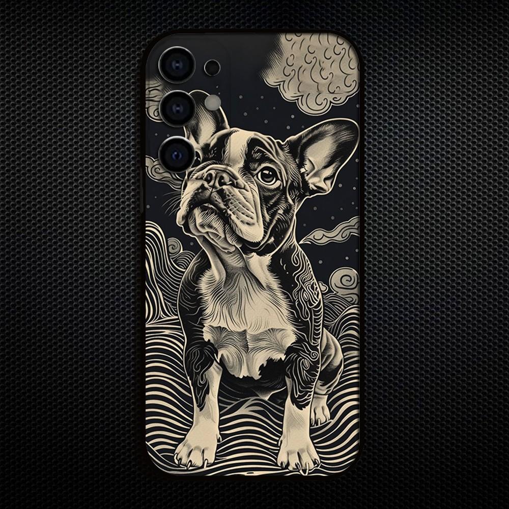 Cartoon French Bulldog Phone Case For Samsung S25/S24/S23/S22/S21/S20/Plus,Fe,Lite/Others Black Cover