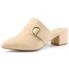 Allegra K Women's Beige Pointed Toe Loafers with Closed Toes and Heelless Sandals, Size 24.5cm
