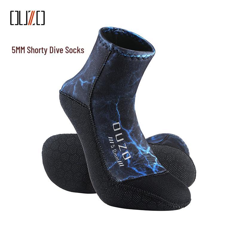 OUZO 5mm Camouflage Non-Slip Dive Booties: Shorty Snorkeling & Swimming Socks, Wear-Resistant & Warm for Beach.