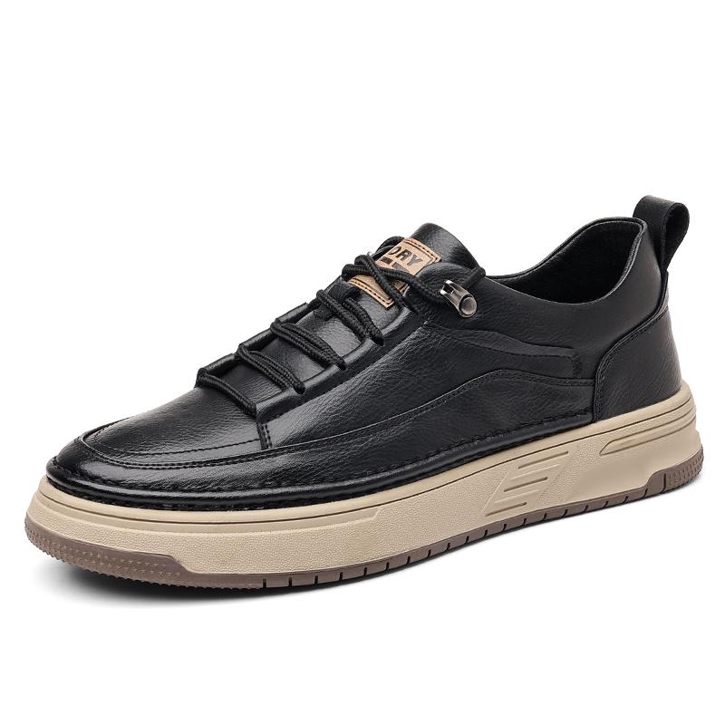 Fashion British Style Men Casual Leather Shoes Fashion Trend Outdoor Antiskid Oxford Shoe Leisure Flat Designer Antiskid Vulcanized Shoe