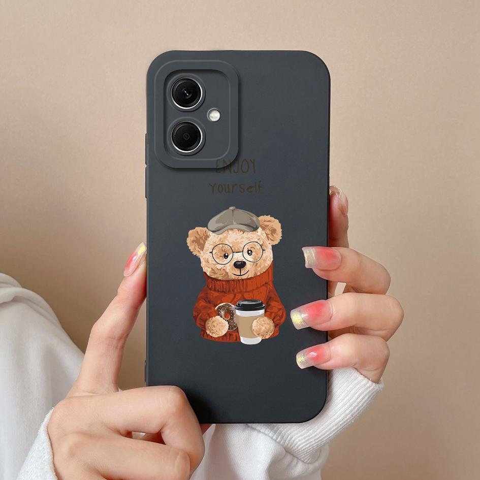 Силиконовый чехол для Xiaomi Redmi Note 8 9 10 Pro Max 10s 11s 11 12 Pro + 12R 12S, противоударный защитный матовый мягкий чехол с милым медведем для бампера Redmi